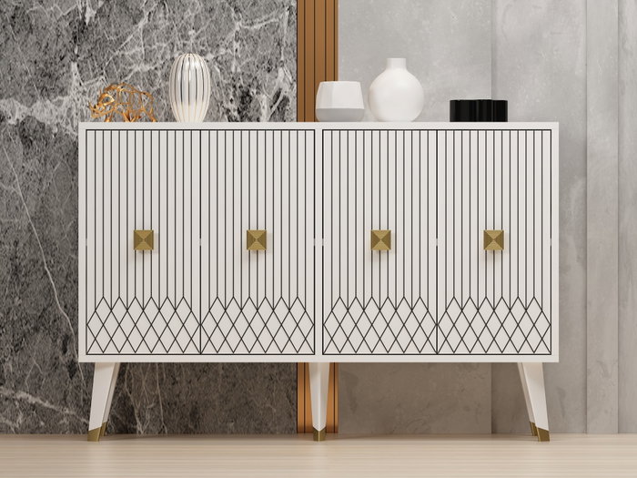 Hanah Home Consola Blanco y Oro